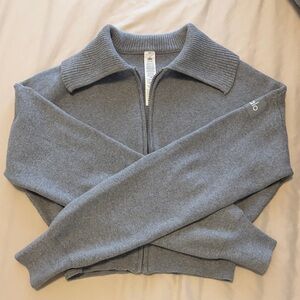 ALO Yoga Scholar Knit Cropped Full Zip Jacket